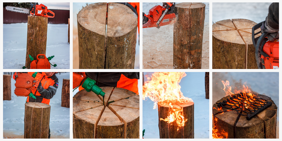 Husqvarna изобрела оригинальный метод розжига костра под названием «Шведский факел»