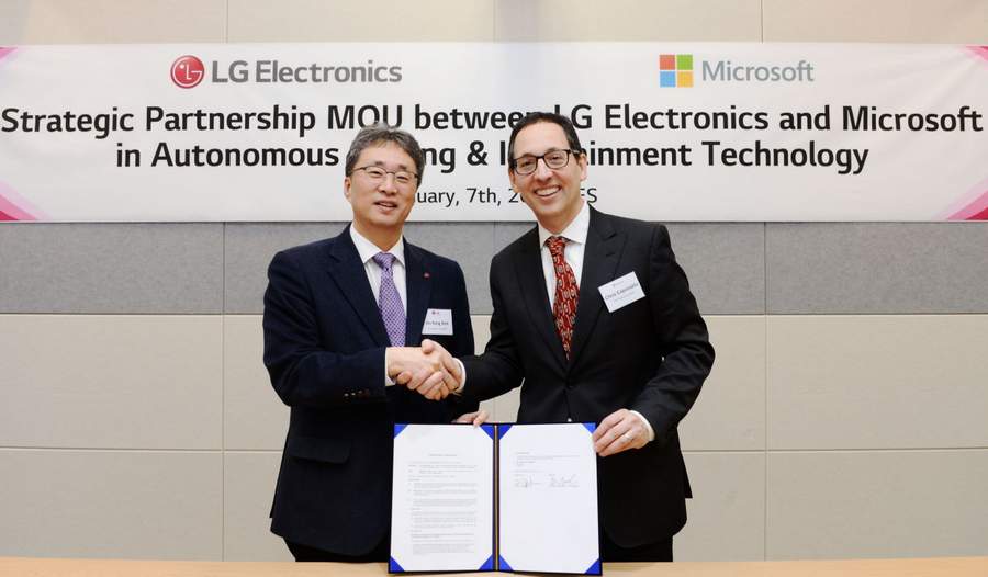 Компании LG Electronics (LG) и Microsoft заключили в январе этого года меморандум о взаимопонимании для расширения и дальнейшего развития бизнеса автономных транспортных средств и информационно-развлекательных систем, производимых LG.