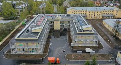 Госпиталь в городе Пушкин (район Санкт-Петербурга) построили из модульных быстровозводимых конструкций.